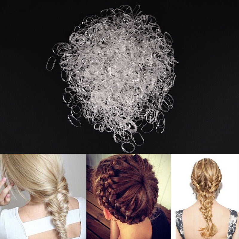 1000pcs Child Baby Transparent Hair Holders Rubber Bands Elastics Girls Tie  OZ