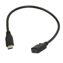 30cm Black PVC Type C-USB 3.1 Male To Female Charging Data