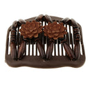 4pcs Magic Wood Bead Double Side Slide Combs Women's Hair Jewelry Accessory
