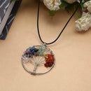 Natural Gravel Life Tree Necklace Pendant Colorful Gem Sweater Chain