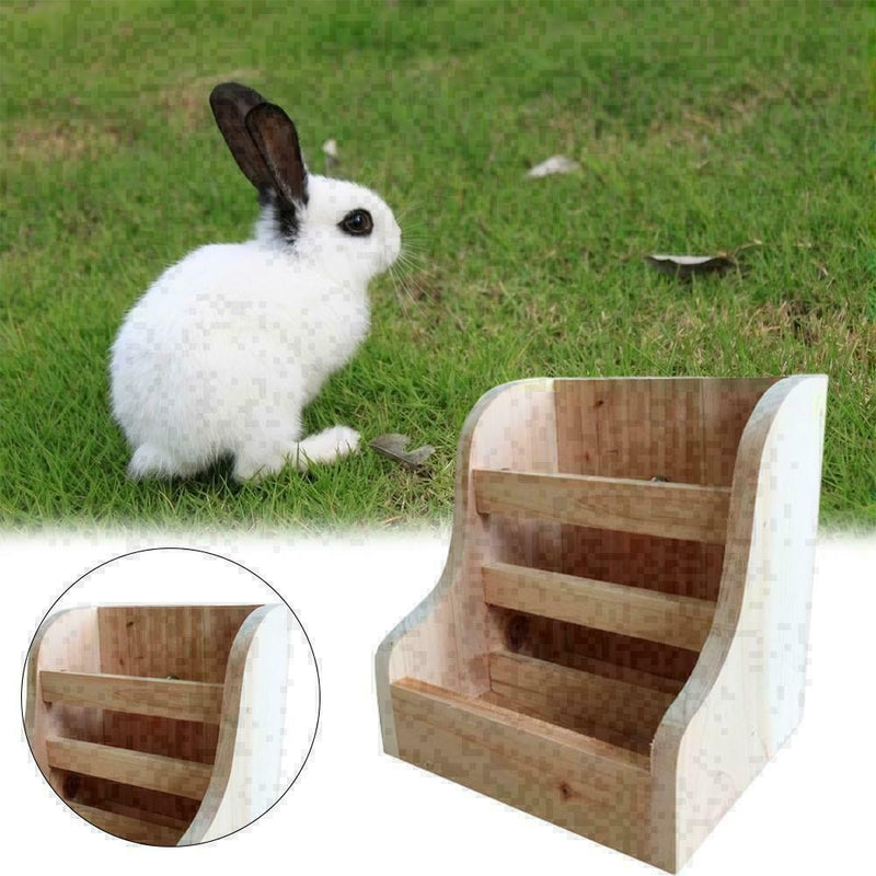 Rabbit Totoro Guinea Pig Hay Wooden Feeder Straw Frame Cage Feeder Nat Pine E9D8