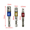 3Pcs Impact Socket Adapter Drill BIt Set Hex Shank 1/4" 3/8" 1/2"Driver Tools AD