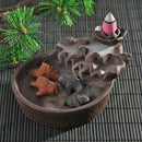 Double Fish Ceramic Backflow Incense Burner Cones Fragrant Smog Home Decor