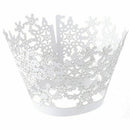 50x Paper Snowflake Design Vine Lace Cupcake Wrappers Table White