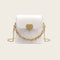 Women Bucket Shoulder Bag Leather Love Buckle Chain Crossbody Bags (White) A
