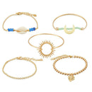 5pcs Retro Shell Flower Bracelet Slice Bangles Women Jewelry Gift (Style 6) A