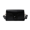 Retro Alligator PU Women Handbag Braid Strap Solid Shoulder Bags (Black)