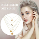 Punk Heart Cross Pendant Clavicle Chain Women Multilayer Necklace Jewelry Gift