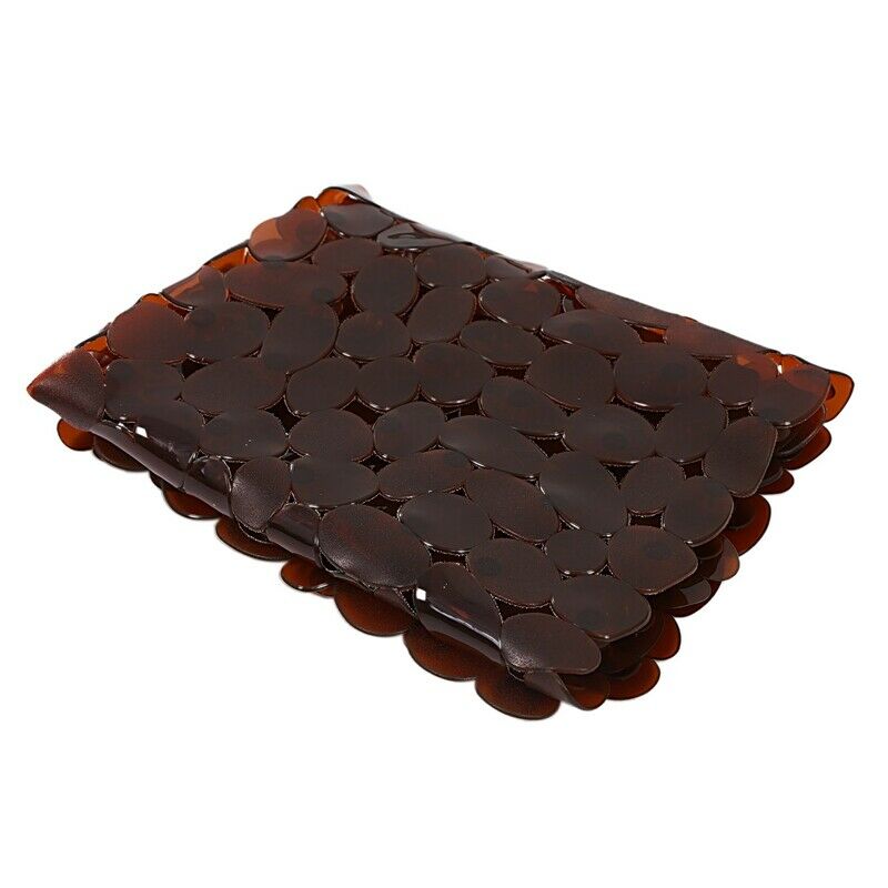 Pebble Non-Slip Suction Bath Mat - Square Mat for Shower or Tub, Amber W3B2
