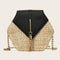 Hex-shape Straw+PU Shoulder Handbags Beach Women Top-handle Bags (Black)