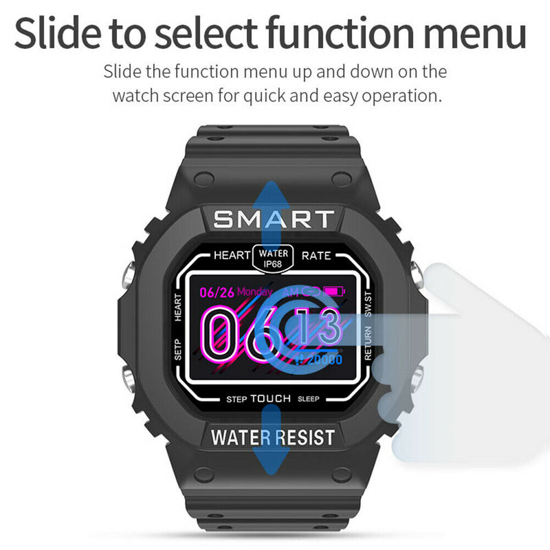 K16 Smart Watch IP68 Waterproof Heart Rate Monitor Fitness Tracker (Black) A