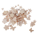 100Pcs Each Pack Mixed Shapes Wooden Pieces Crafts Wood Decoration, CUTE, for