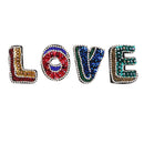 4PcsLot Letter Love Sew on Patches Rhinestone Applique Embroidery Beads DIY