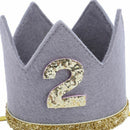Baby Boy Girl First Birthday Hat Crown Numbers Headband Tiara Party Photo P T8M2