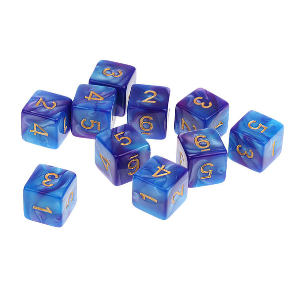 10 D6 Polyhedral Dice For  Table Games Blue