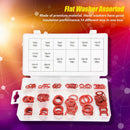 150Pcs 14 Sizes Red Steel Paper Fiber Flat Washers Insulation Kit Assorted Set