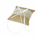Retro Rustic Wedding Party Lace Burlap Jute Ring Bearer Decor Pillow Cushio V8M1