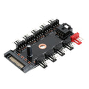 10Way SATA PC PWM Cooling Fan Speed Controller 4/3-pin Power Socket Splitter
