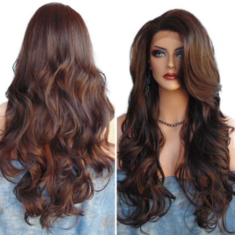 70cm Casual Synthetic Long Curly Wig Side Part Mixed Color Heat Resistant Hair
