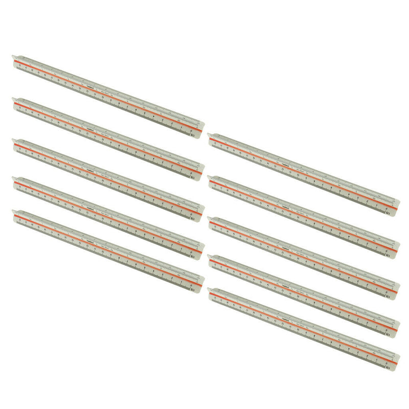 10 Pieces Triangular Metric Scale Ruler 1:20 1:75 1:25 1:100 1:50 1:125