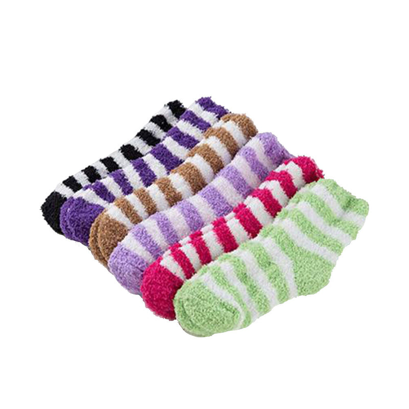Women Girls Winter Bed Socks Solid Fluffy Warm SoLJ Thick Home Candy Color LJ