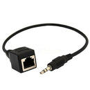 3.5mm Audio Male to RJ45 Socket Ethernet Adapter Short Cable CAT5 CAT6 Extender