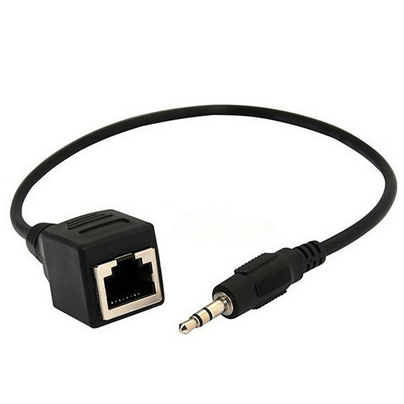 3.5mm Audio Male to RJ45 Socket Ethernet Adapter Short Cable CAT5 CAT6 Extender
