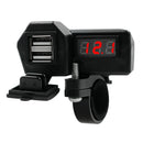 Motorcycle Handlebar Mirror 3.4A Dual USB Charger Adapter with Voltmeter