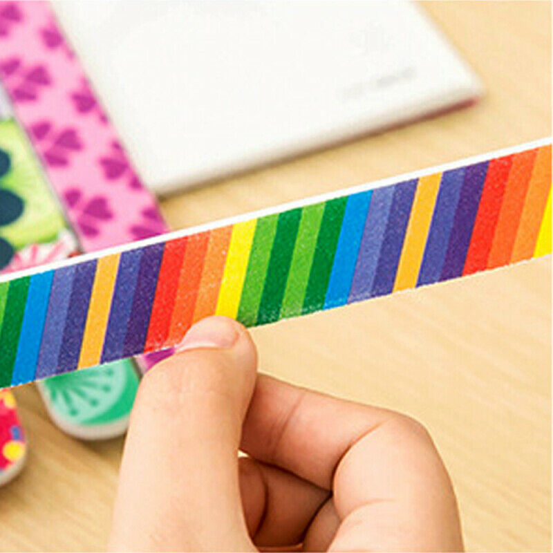 HOT Set of 5 Colorful Floral Prints Nail Files Double Sideds Durable Nail Art