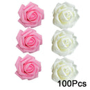 100xFoam Rose Heads Artificial Flower Floral for Wedding Decor ~Pink &White