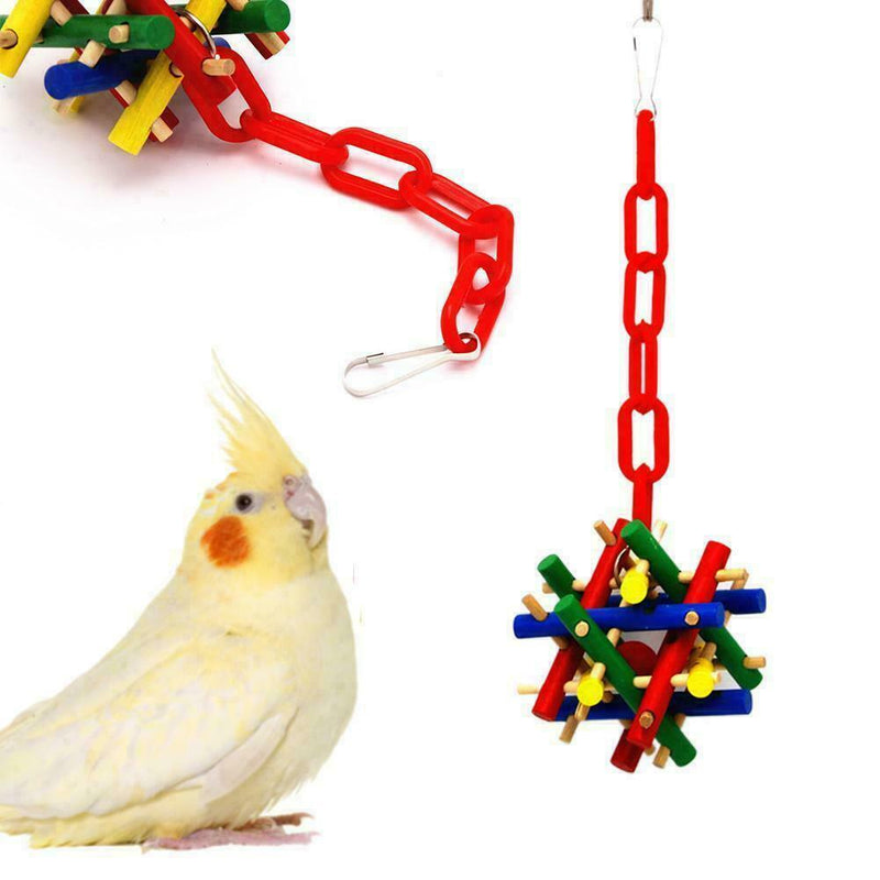 Parrot Toys Bird Ball Stick Cockatiel Perch Budgie Decor Cage Parakeet Supp Y5S2