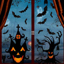 Halloween Wall Stickers Black Bat Spider Castle Haunted House Spooky Wall Decals