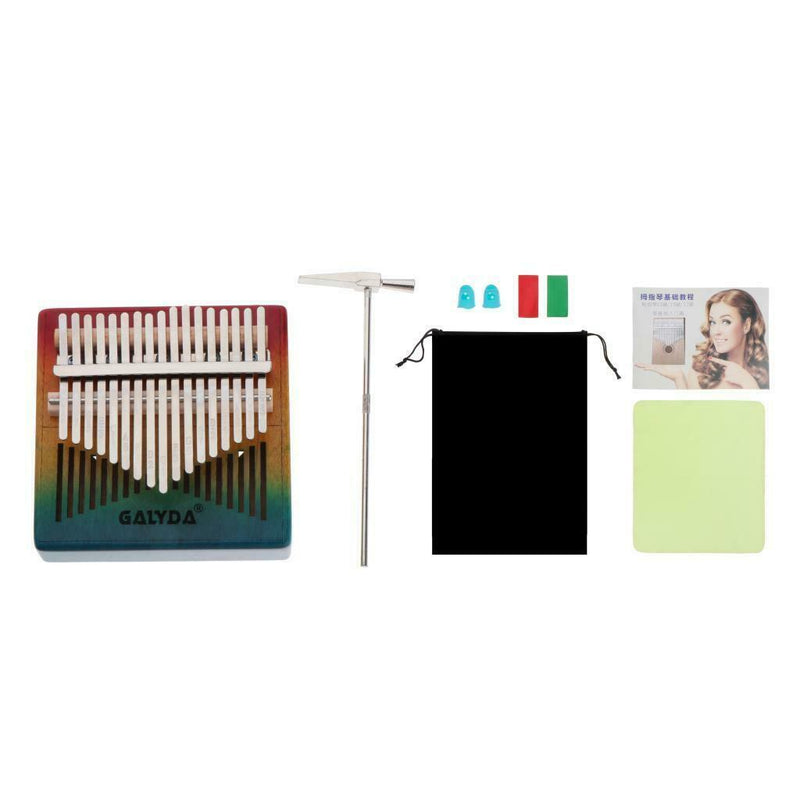 17 Keys Kalimba Mahogany Thumb Piano Mbira Keyboard Instrument Rainbow