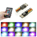 2* T10 W5W 5050 RGB Remote Control Car LED Light 6SMD Colorful Side Light Bulbs