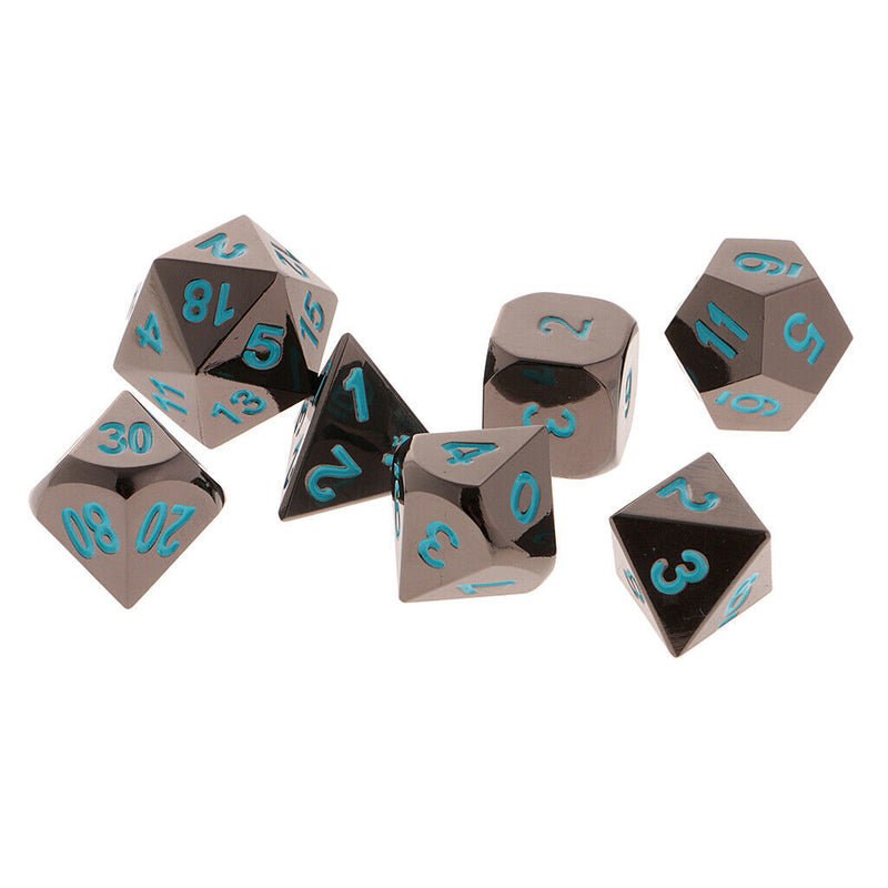 Set D4 D6 D8 D10 D12 D20 Dice Polyhedral for TRPG DND Role Playing 7Pcs Blue