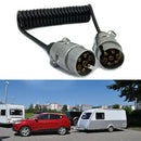 7 Pin Metal Trailer Plugs w/curly 1.5M extension Cable Lead Male To Male Caravan