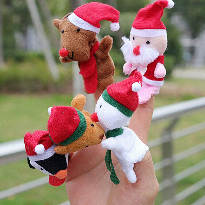 5Pcs/set Christmas Theme Character Finger Puppets Story Telling Soft Cloth T BX