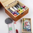 Wooden Sewing Box with Sewing Kit Accessories Hand Beginner Small Sewing St M5H1