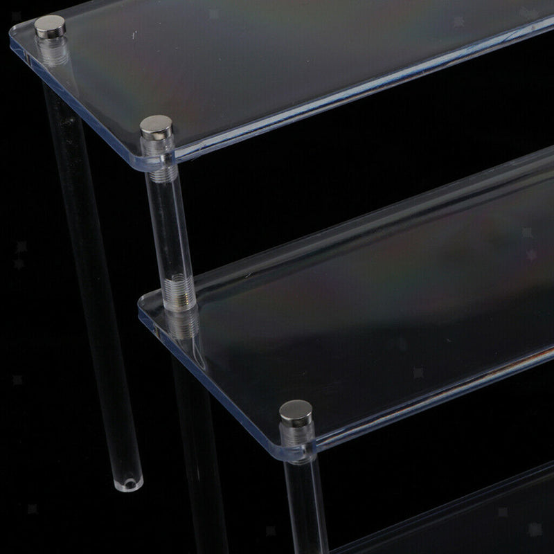 2x 3-Tier Clear Acrylic Rack Perfume Makeup Ladder Display Stand Risers Shelf