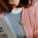 Enamel Sun Brooch Pin Women Rhinestone Crystal Scarf Coat Brooch M&O