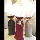 Linen Burlap Wine Bags, 3PCS Bottle Bags with Drawstrings for Party Wedding