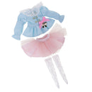 Puff Sleeve Top Clothes Light Pink Skirt Stockings Socks Set for Blythe Accs