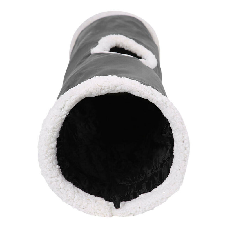 Collapsible Pet Cat Tunnel for Indoor Outdoor Suede Hideaway Tube Play Toys A
