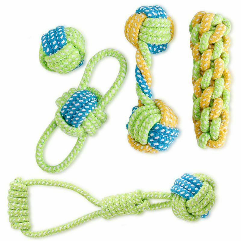 1X(Small Dog Puppy Rope Chew Toys Teething Clean,Natural Cotton Rope Ball I