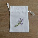 2x Small White Drawstring Gift Bag Cotton Cloth Jewelry Pouch Wedding Embroidery