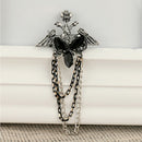 Gothic Punk Alloy Chain Black Lucite Tassel Bouquet Brooch Lapel Pin Men's