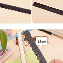 2 Pcs Beautiful Stylish Korea Stationery Lace Wood Ruler Sewing Ruler Offic V3Y9