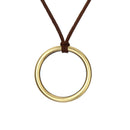 Women Ethnic Bronze Hollow Alloy Circle Pendant Sweater Necklace Jewelry