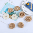 24PCS Burlap Flowers For Crafts 12 Styles Natural Handmade Rustic Rose Flow