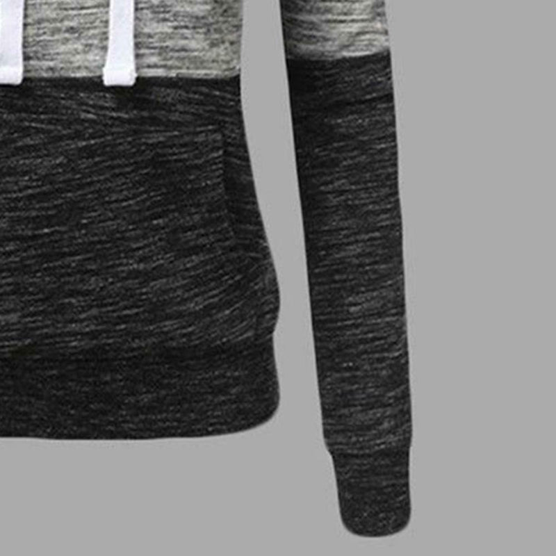 Stitching Women Long Sleeve Hit Color Autumn Leisure Hoodies (Pink M) A